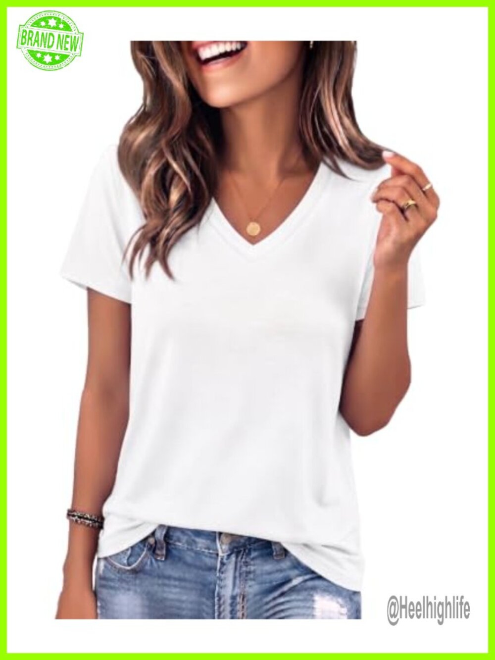 Women's V-Neck Short Sleeve T-Shirt Cotton Blend Casual Basic Tee